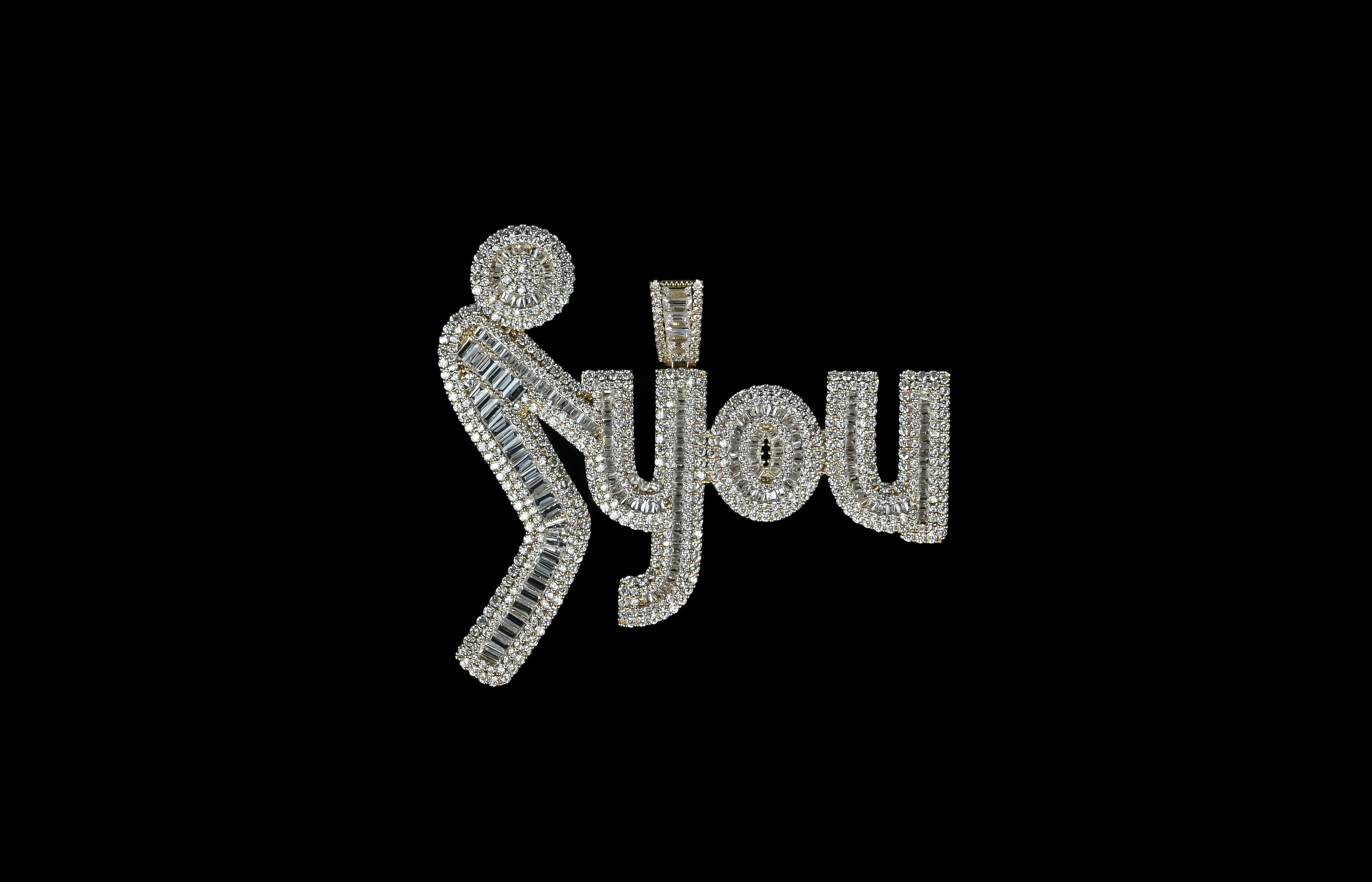 Iced Out Custom Big Name Pendant with Cuban Link Chain: Personalised Necklace, Hiphop Jewelry