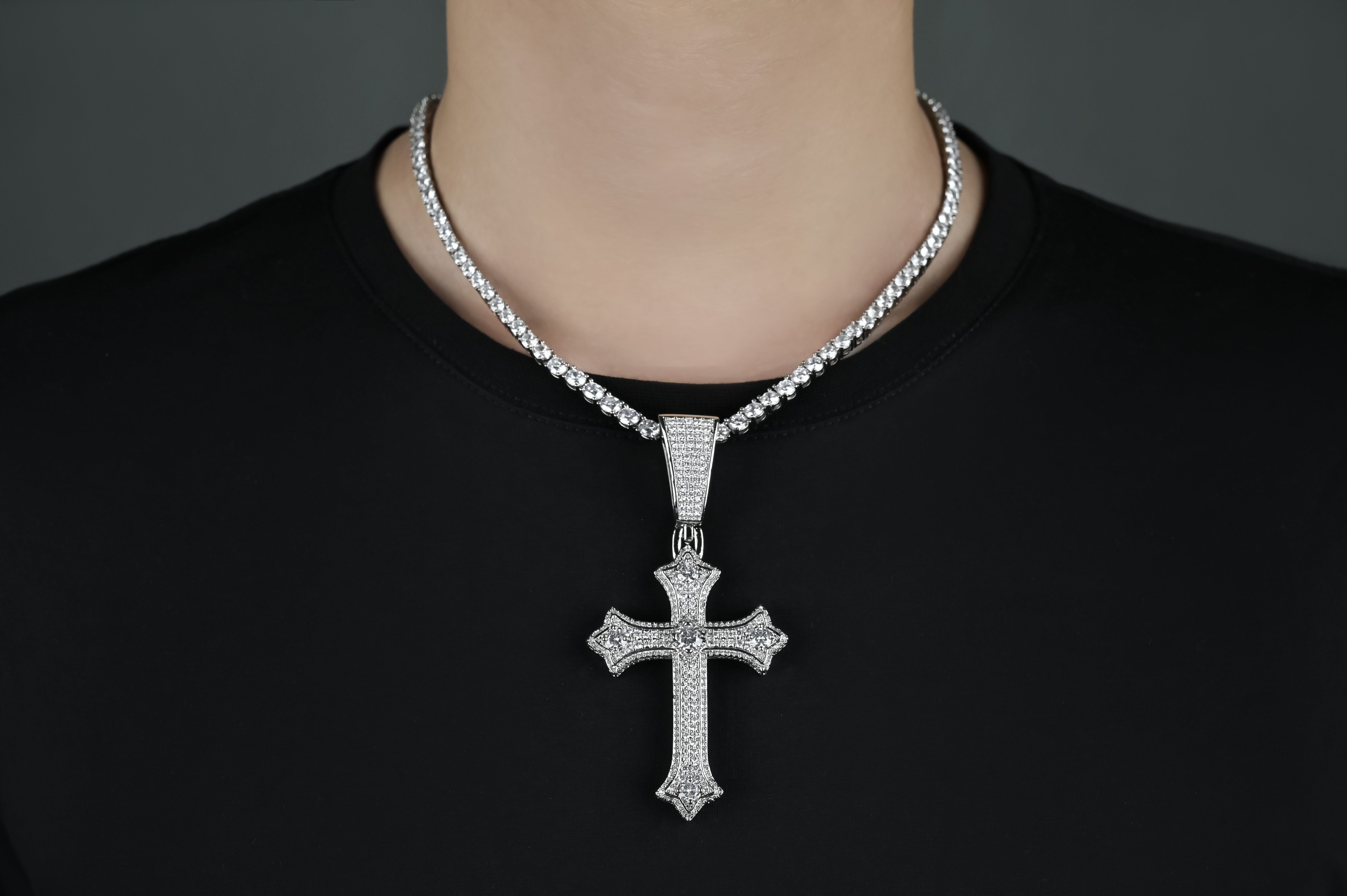 Silver Cross Necklace, Jesus Ankh Cross Charm Necklace, Silver Chain Necklace, Pray Necklace Waterproof Minimalist Necklace Gift For Him Her