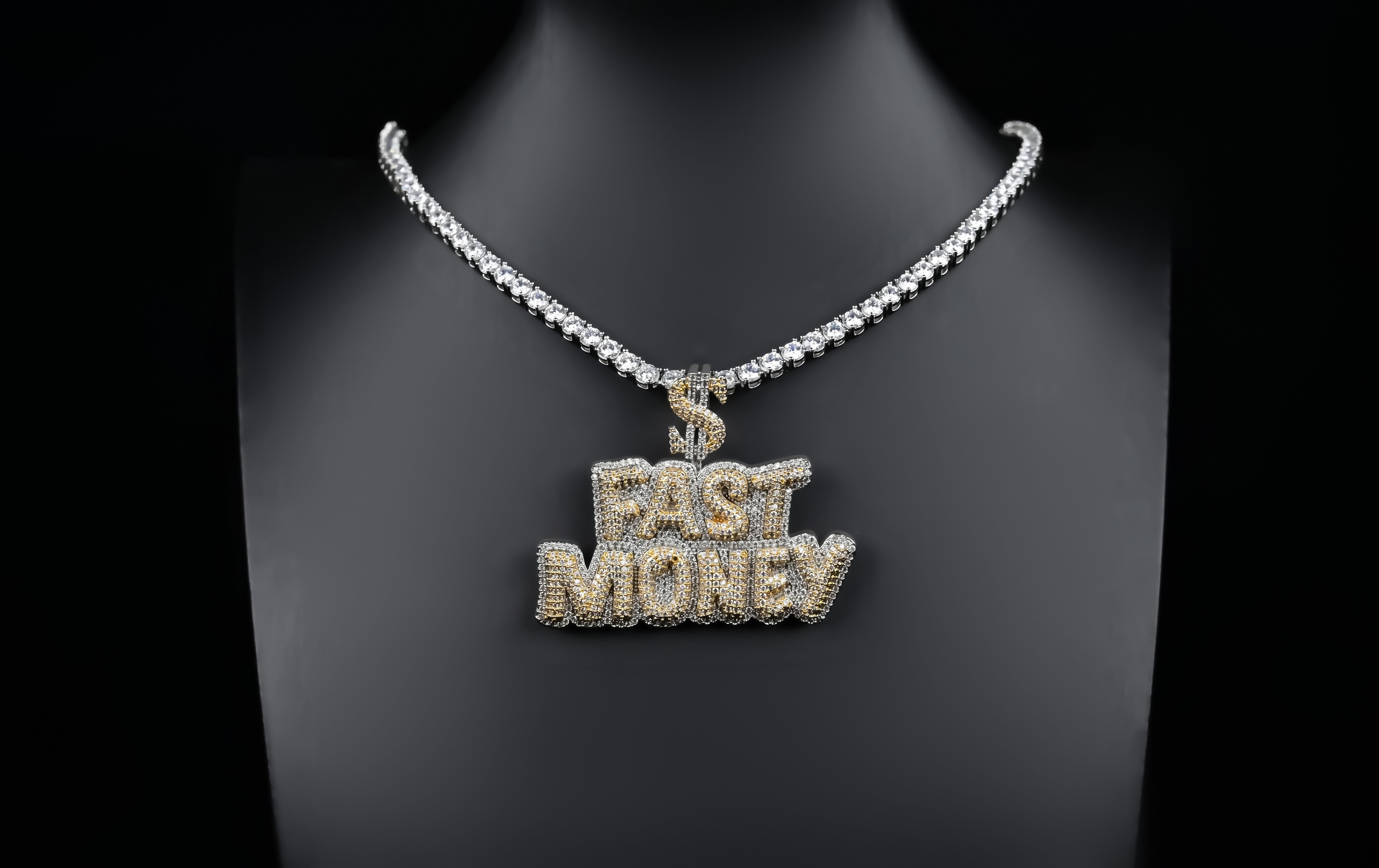Custom Iced Out Varsity Letters/Numbers Necklace, Personalized Initial Name Pendant Necklace, Bling-Bling Hip Hop Jewelry