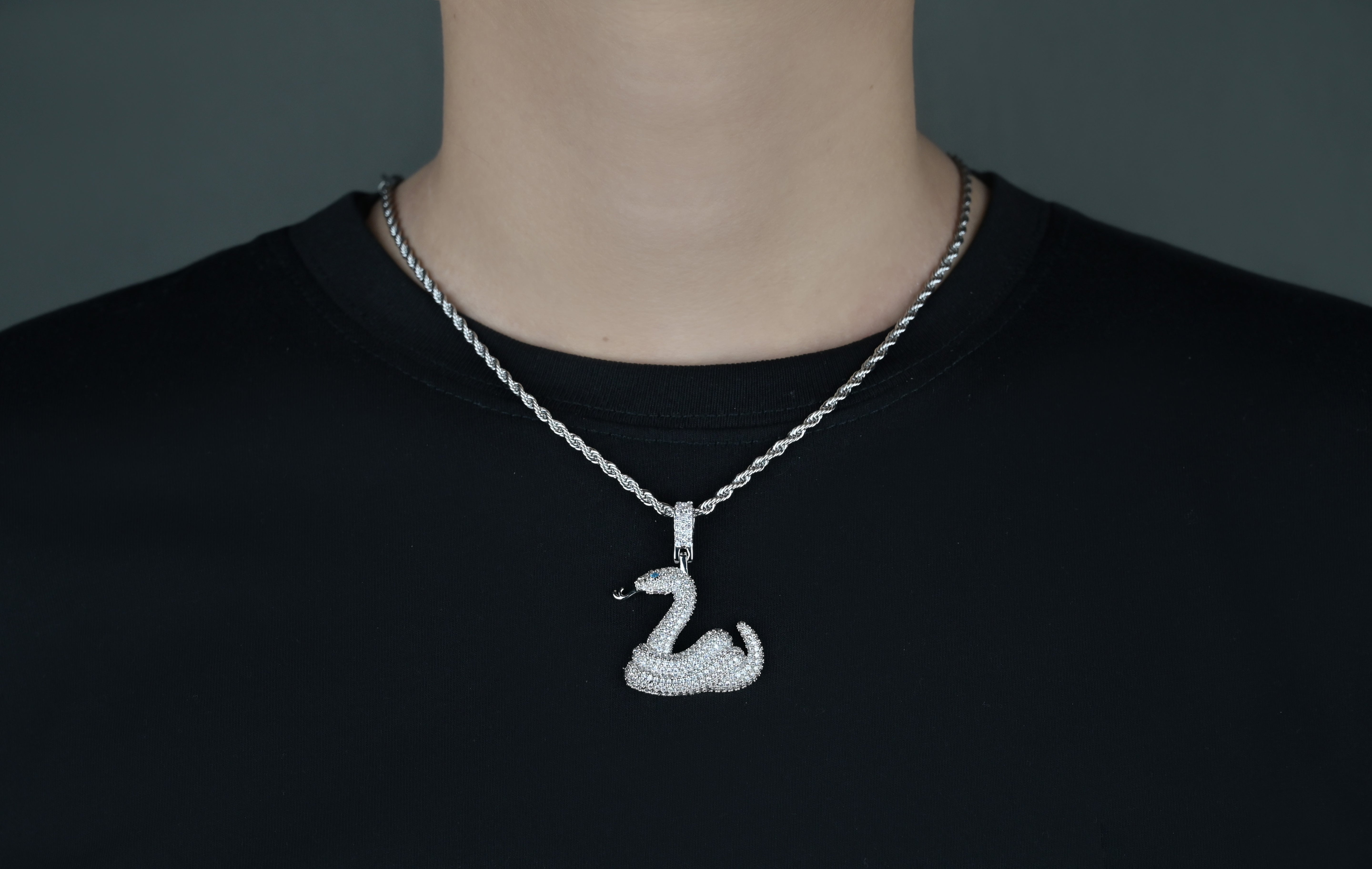 Sterling Silver Swan Necklace, Pink Stones, Elegant Pendant, Minimal Jewelry