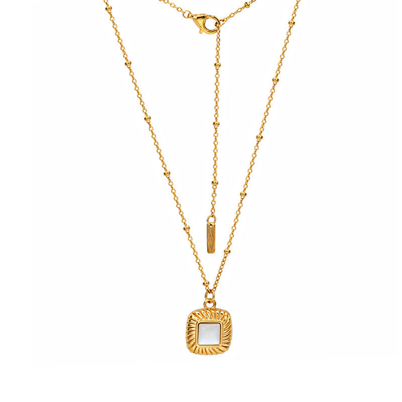 Sterling silver and mother-of-pearl sugar cube necklace