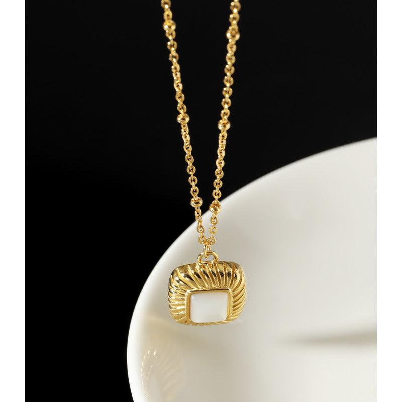 Sterling silver and mother-of-pearl sugar cube necklace
