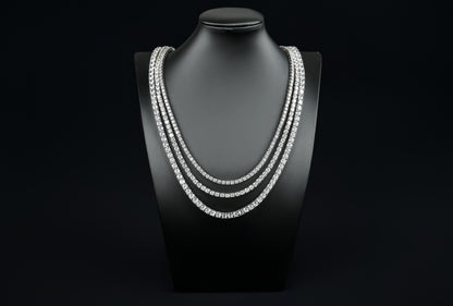 Tennis Chain VVS 14k White Gold 3mm 4mm 16 18 20 22 inch Diamond Iced Lab CZ Sterling Silver