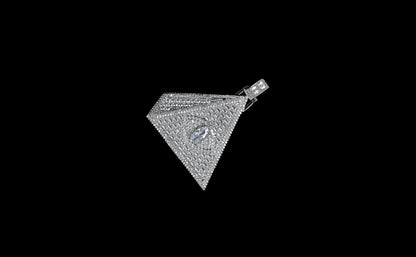 Evil Eye Pyramid Pendant Necklace | Iced Out CZ Triangle Pendant | 14K Gold Plated Hip Hop Jewelry | Protection Jewelry Gift Free Rope Chain