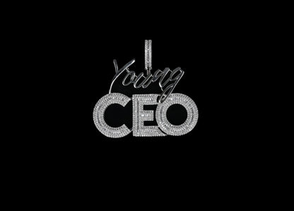 CEO Pendant 14k Gold Plated Iced Baguette CZ Diamonds Leadership Hip Hop Necklace Rapper Jewelry Gift + Steel Rope Chain