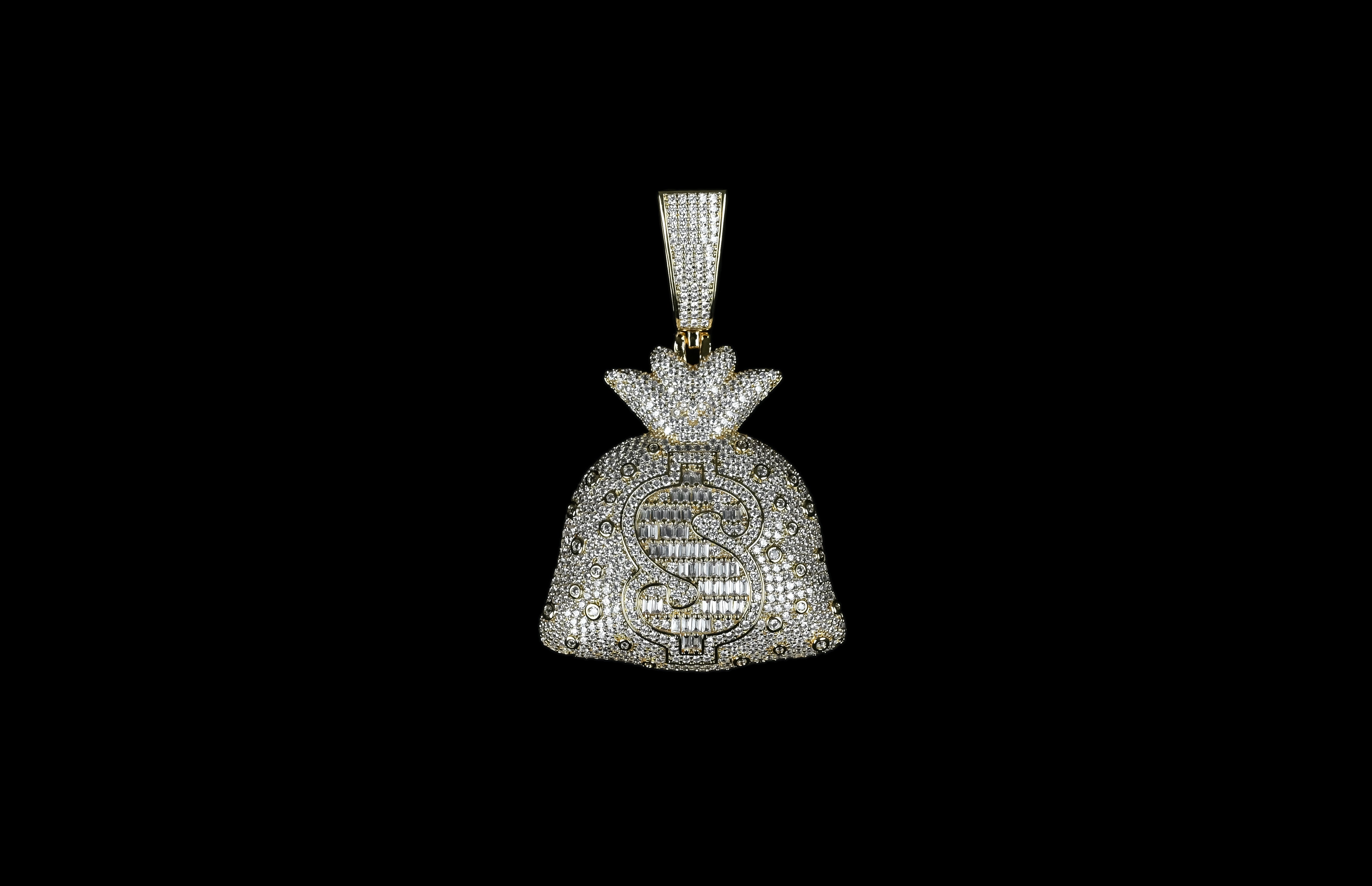14K Gold Plated Money Dollar Sign Pendent, 24" Rope Chain Pendent Jewelry For Men