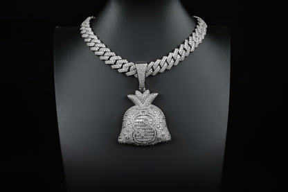 14K Gold Plated Money Dollar Sign Pendent, 24" Rope Chain Pendent Jewelry For Men