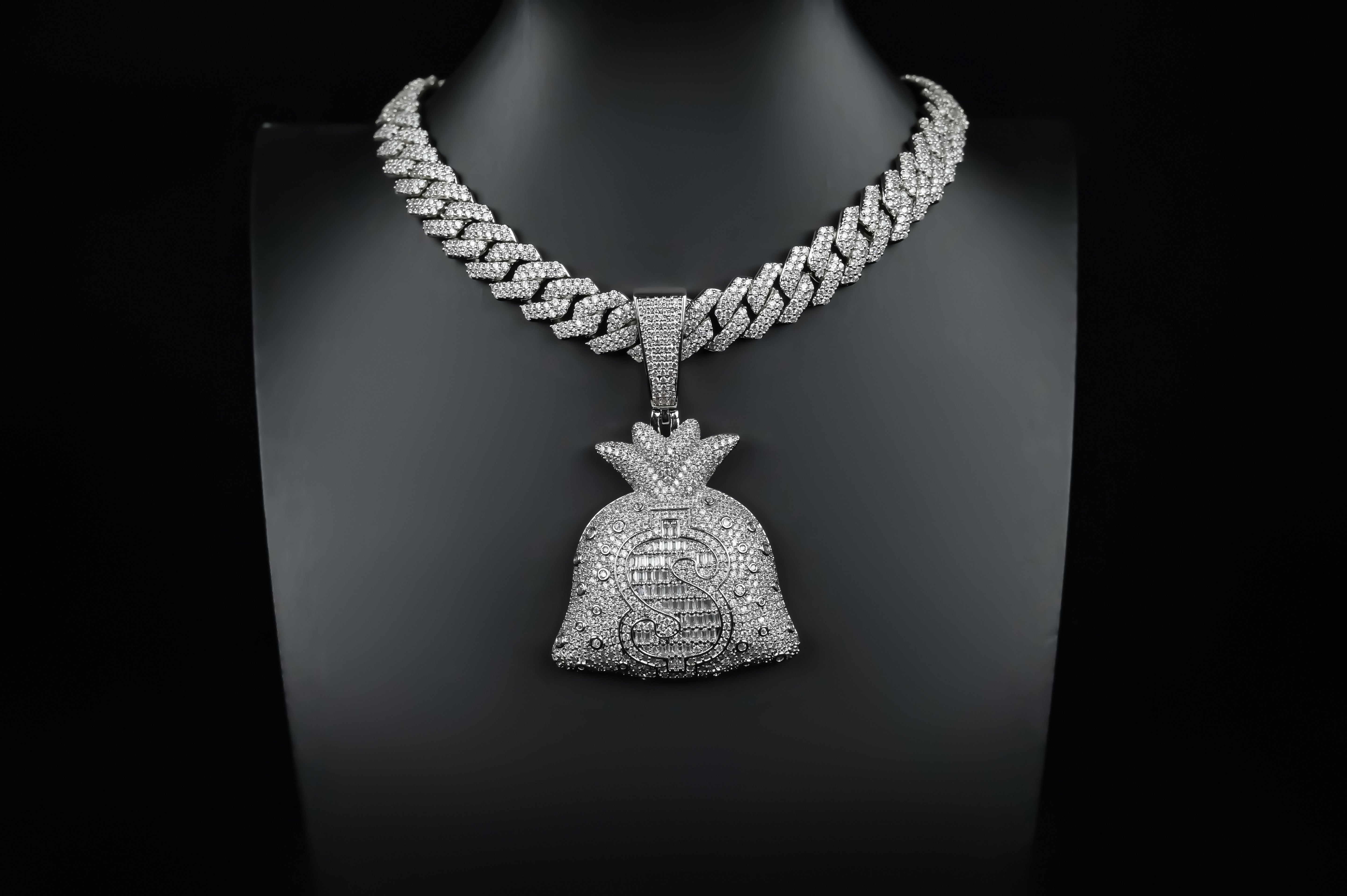 14K Gold Plated Money Dollar Sign Pendent, 24" Rope Chain Pendent Jewelry For Men