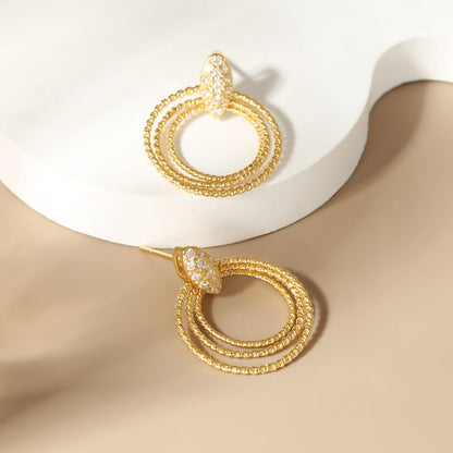 Light luxury sterling silver glitter hoop earrings