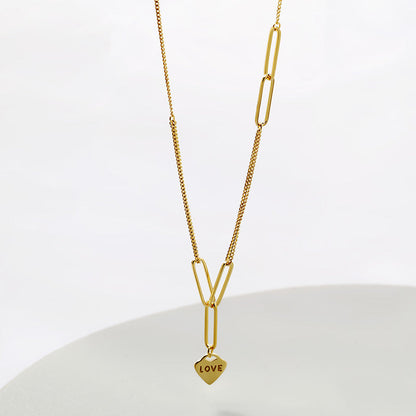 Sterling silver plated K gold heart-shaped love double bracelet + necklace