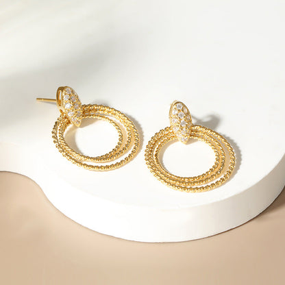 Light luxury sterling silver glitter hoop earrings
