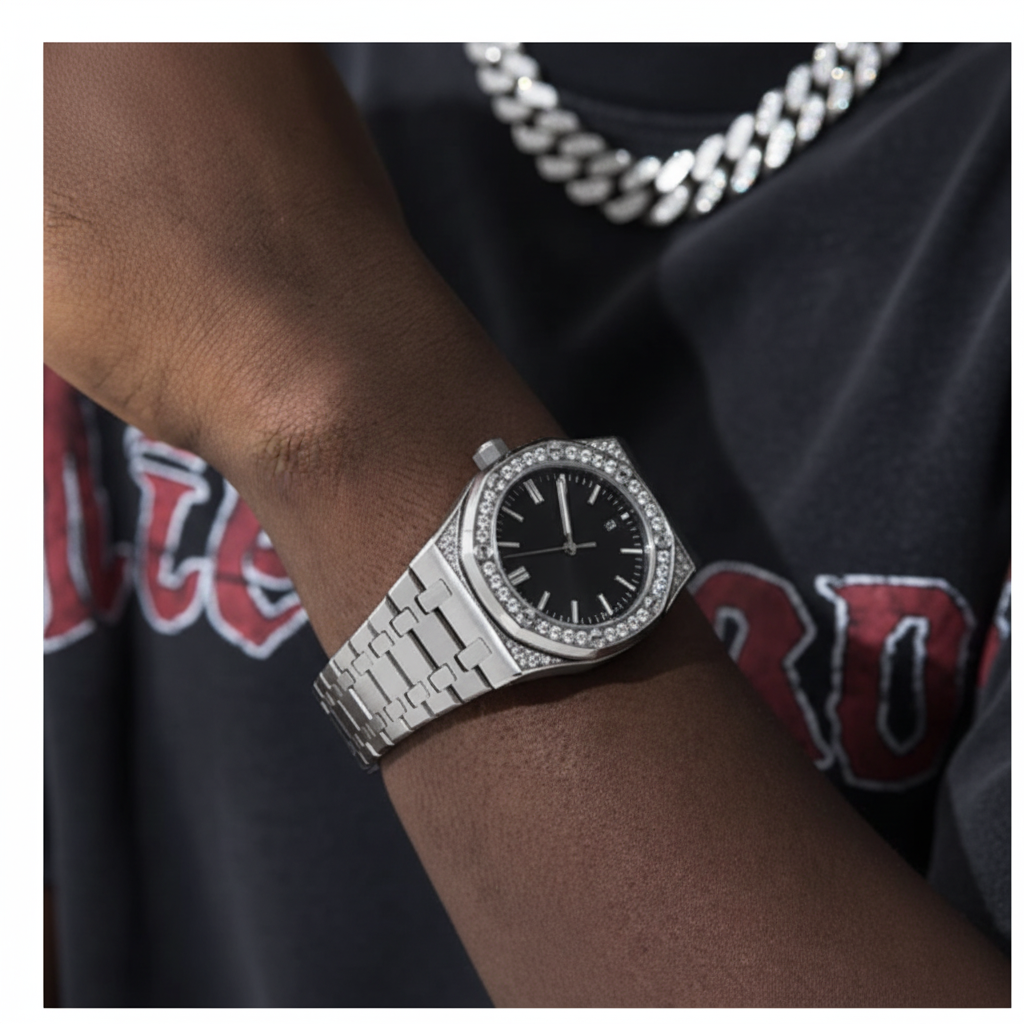 Silver Diamond Watch Lifestyle